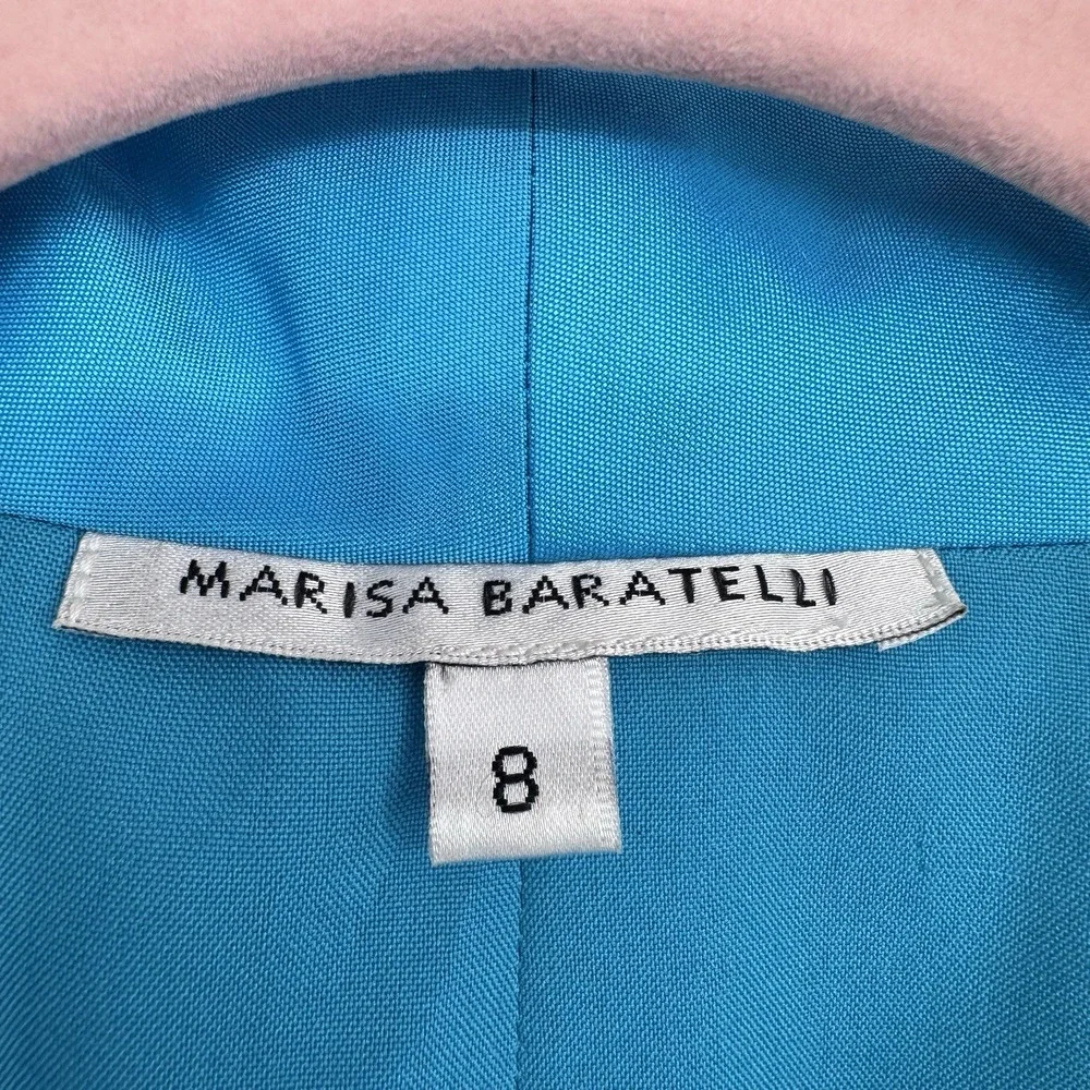 Marisa Baratelli 100% Thai Silk Blazer Blue Polka Dot Trim‎ Luxury Evening 8